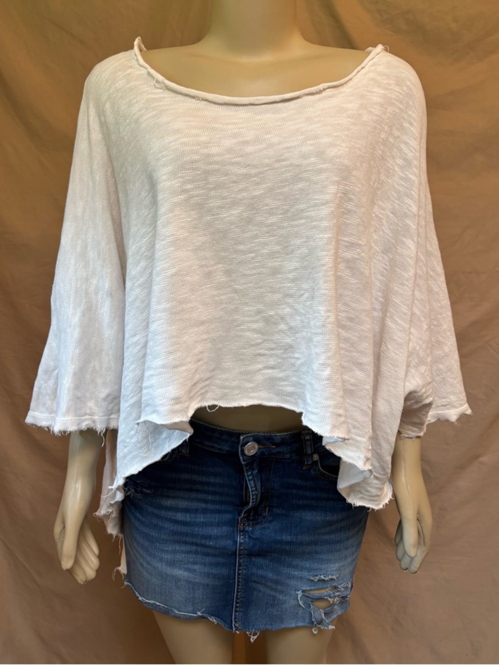 Truly Madly Deeply White Raw-Edge Cropped Boatneck Top